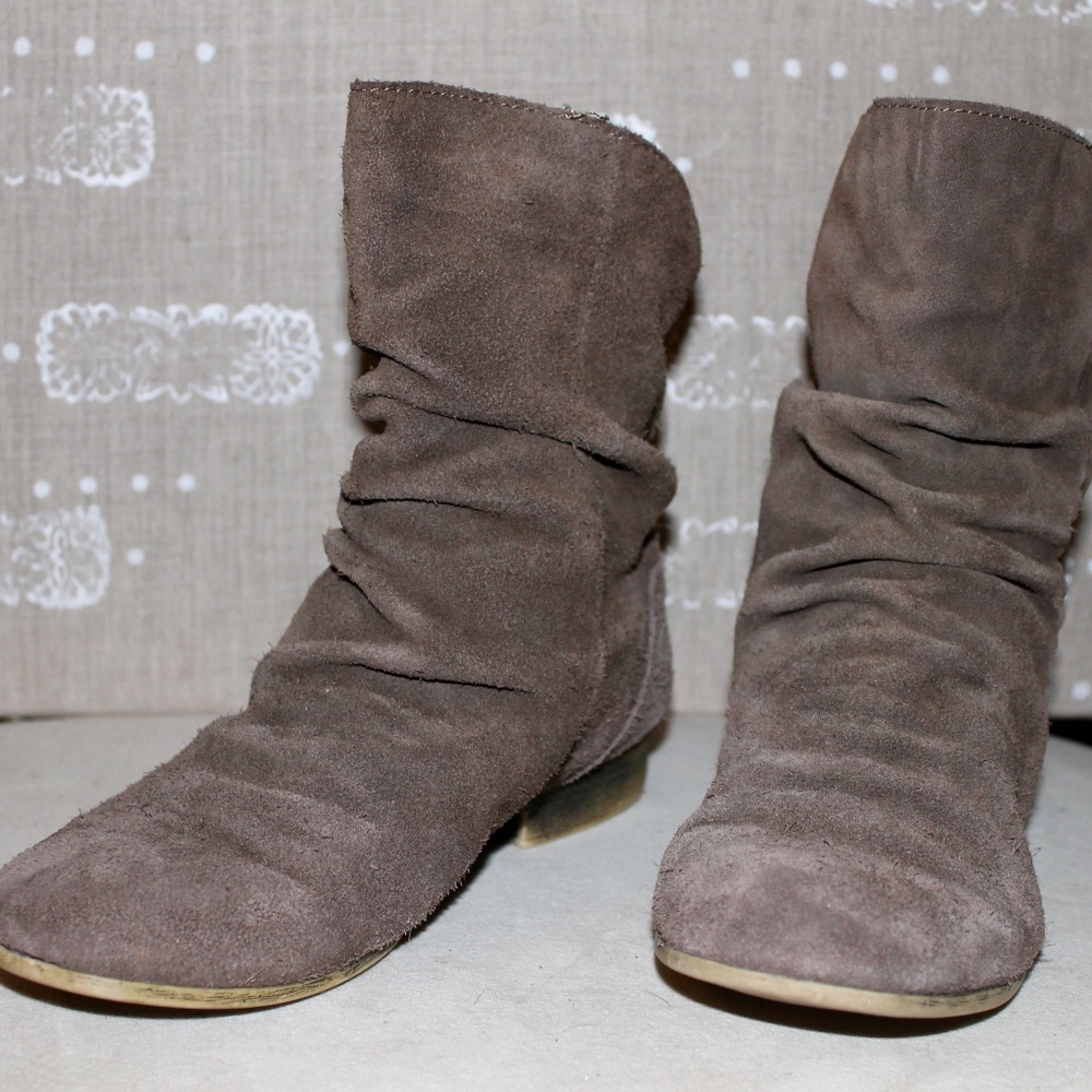 Grey Suede Ankle Booties